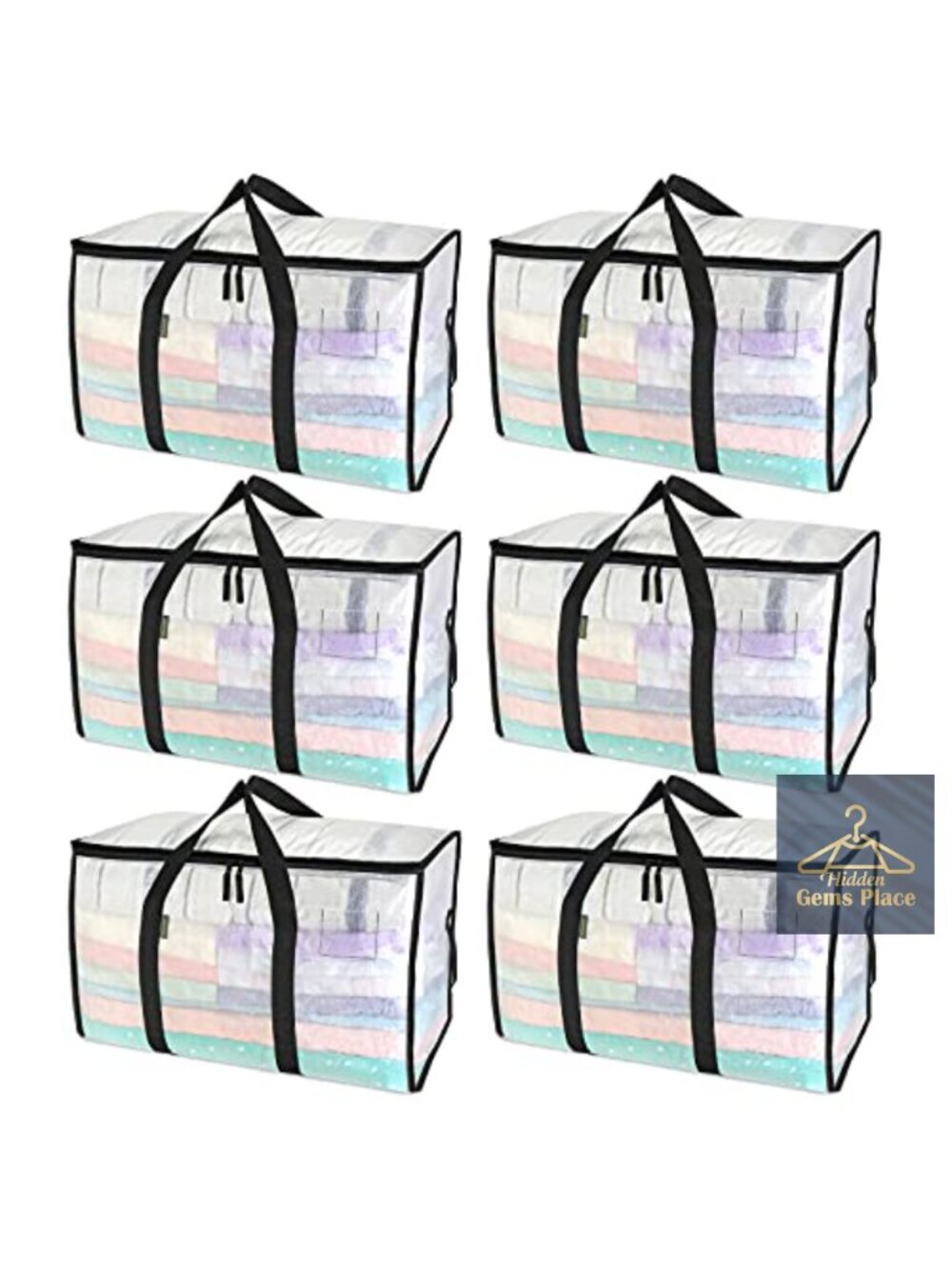BALEINE 6-Pack Oversized Moving Bags Reinforced Handles Heavy-Duty Storage Tote